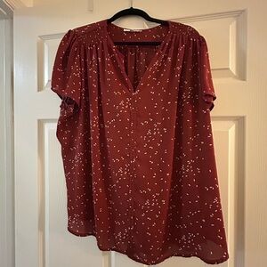 Fun2Fun Women's Red Blouse with White Pattern